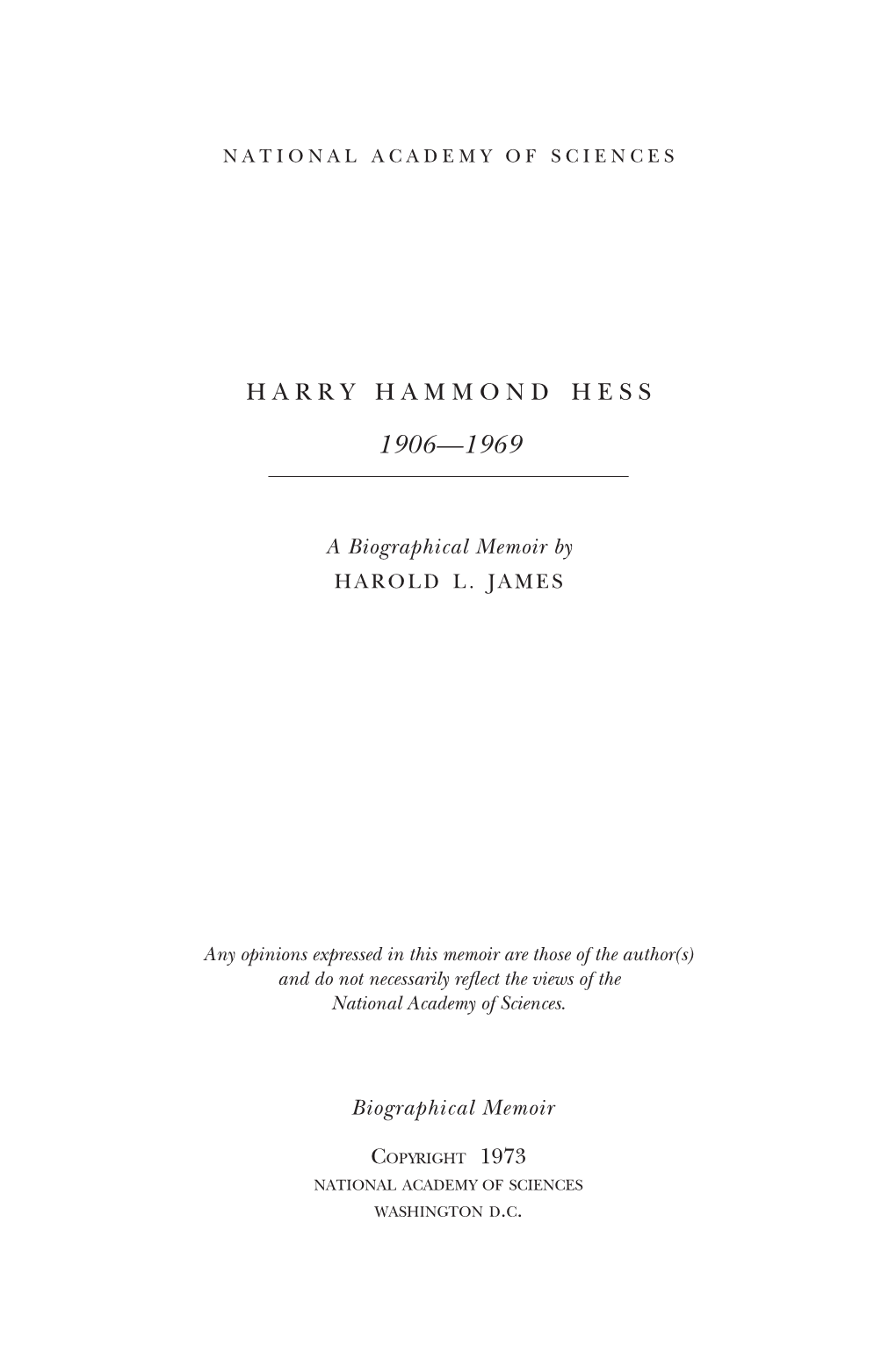 Harry Hammond Hess