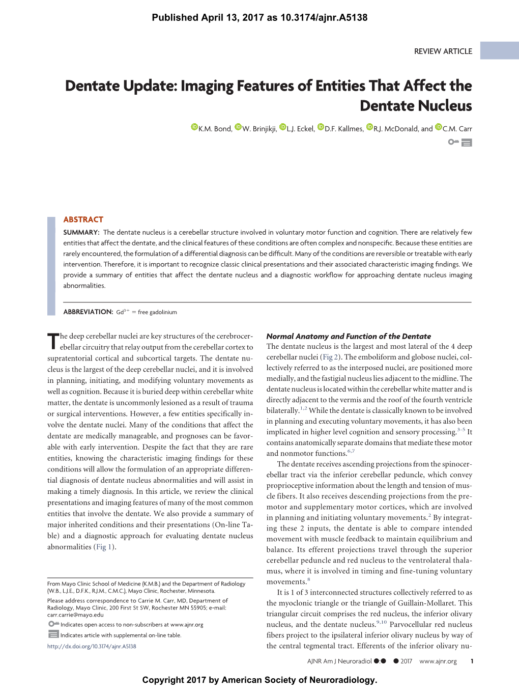 Imaging Features of Entities That Affect the Dentate Nucleus