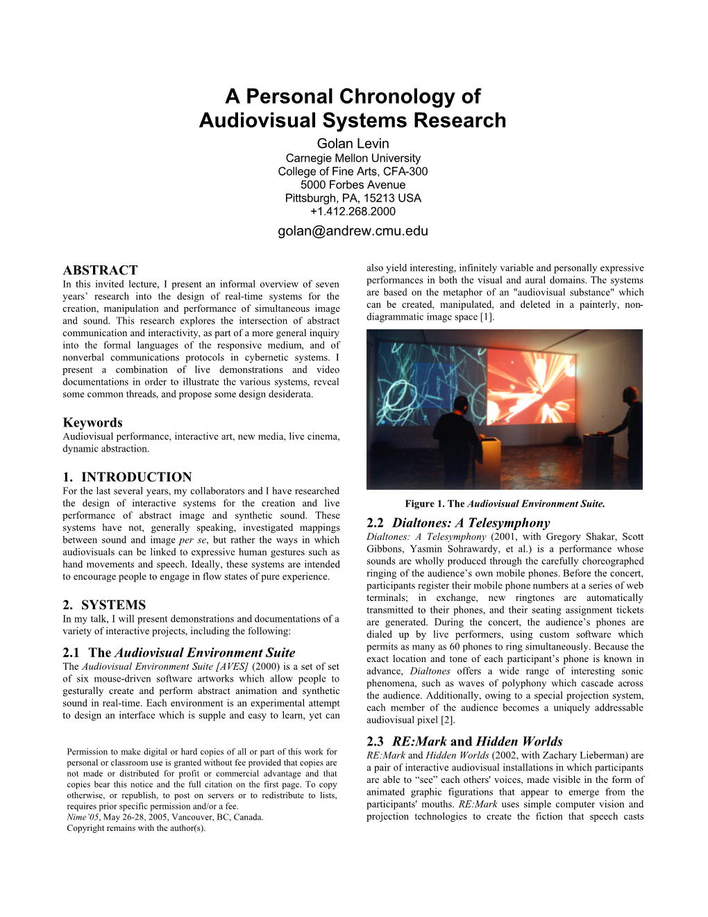 A Personal Chronology of Audiovisual Systems Research