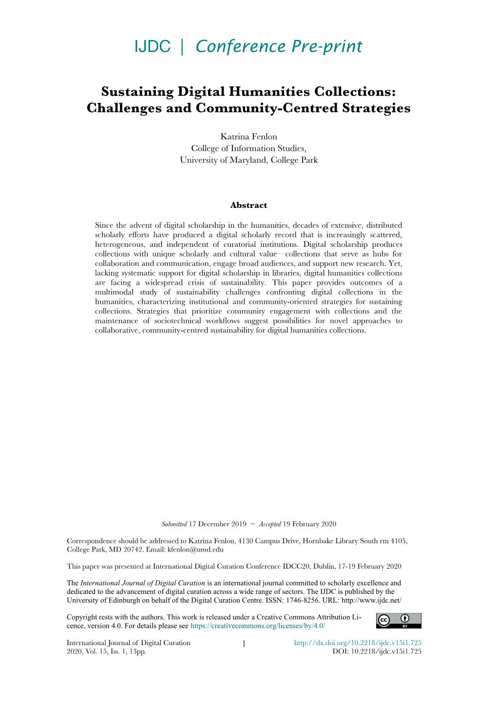 Sustaining Digital Humanities Collections: Challenges and Community-Centred Strategies