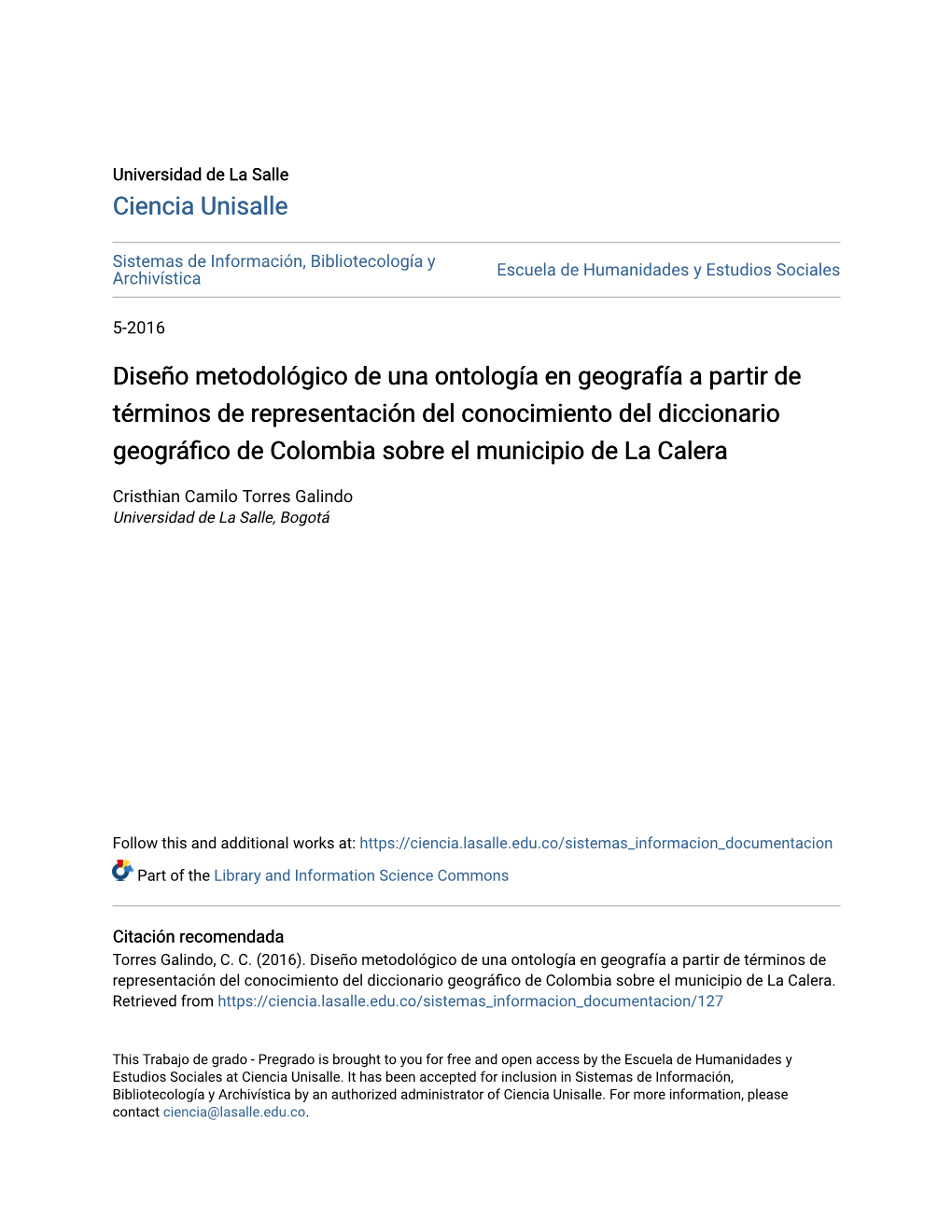 Diseño Metodológico De Una Ontología En Geografía a Partir De