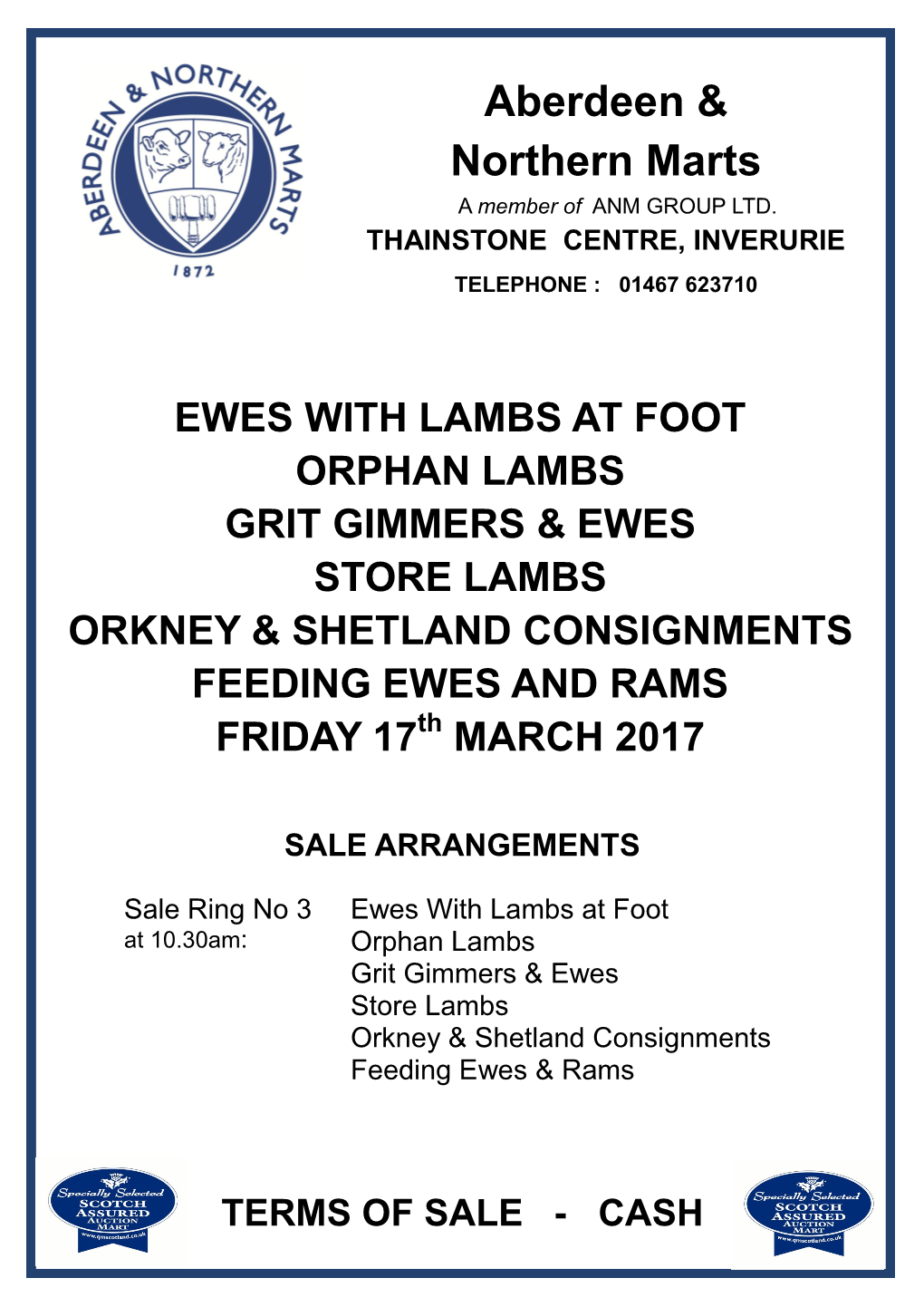 STORE LAMBS ORKNEY & SHETLAND CONSIGNMENTS FEEDING EWES and RAMS FRIDAY 17Th MARCH 2017