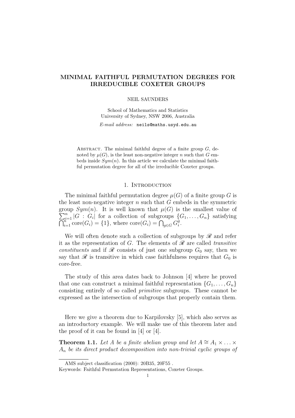 Minimal Faithful Permutation Degrees for Irreducible Coxeter Groups