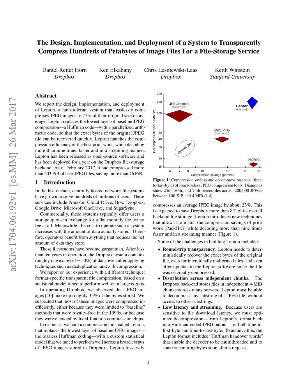 The Design, Implementation, and Deployment of a System to Transparently Compress Hundreds of Petabytes of Image Files for a File-Storage Service