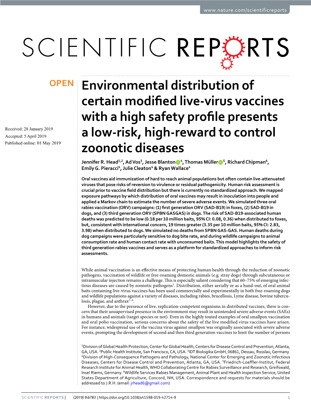 Environmental Distribution of Certain Modified Live-Virus Vaccines with A