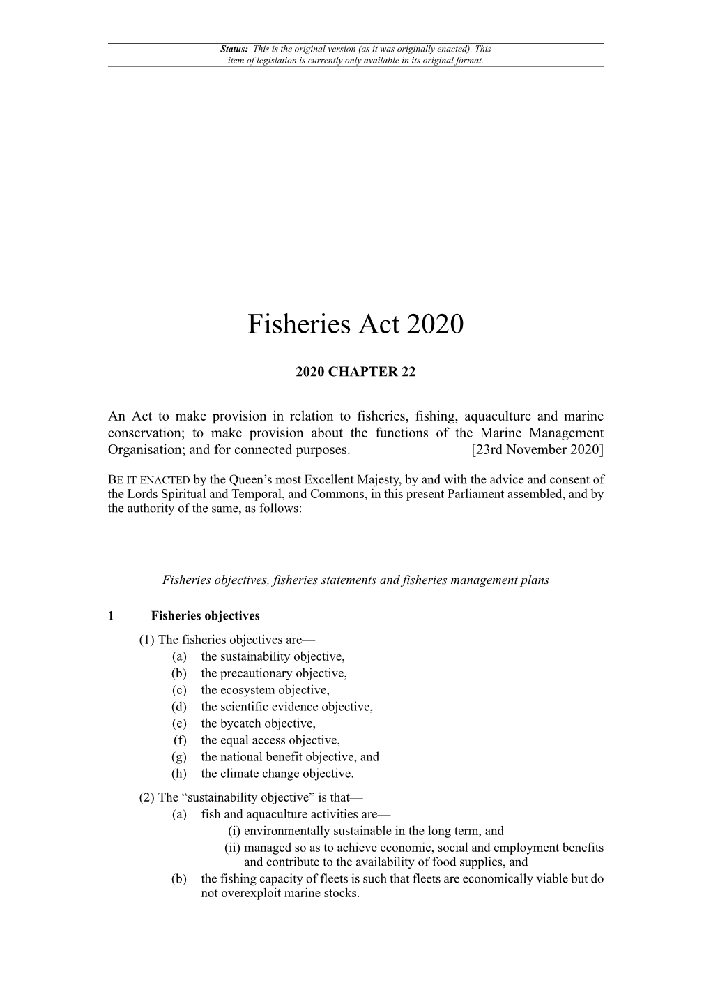 Fisheries Act 2020