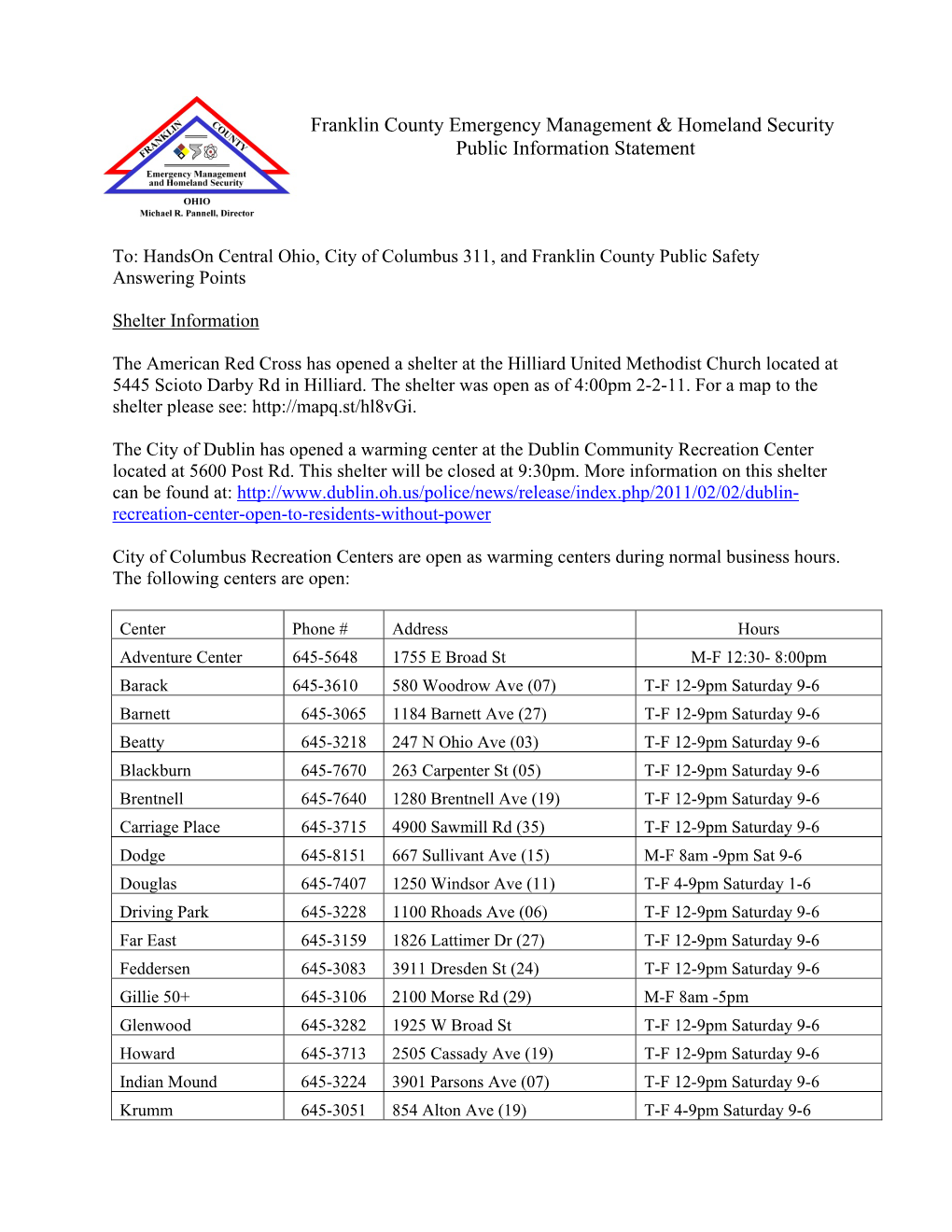 Franklin County Emergency Management & Homeland Security