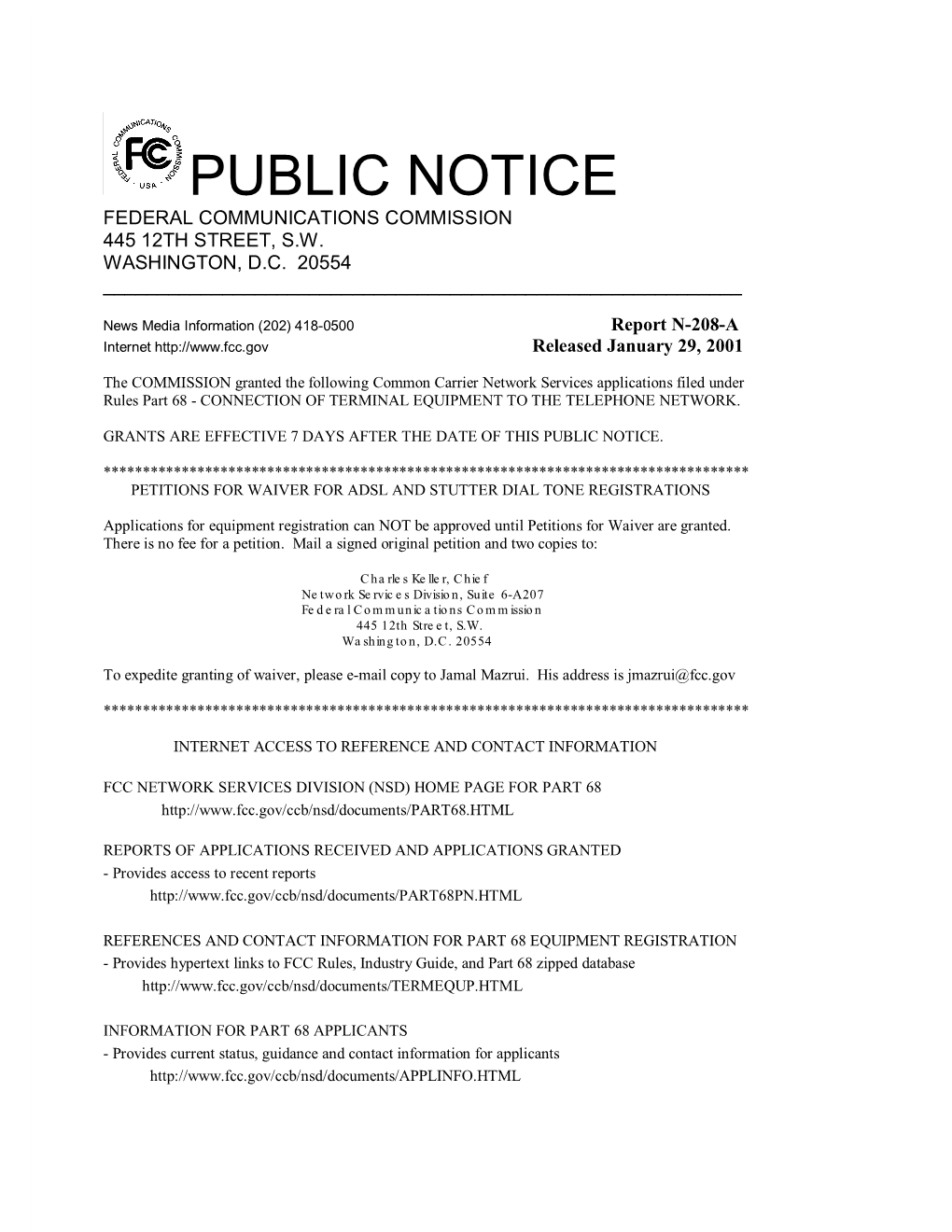 Public Notice Federal Communications Commission 445 12Th Street, S.W