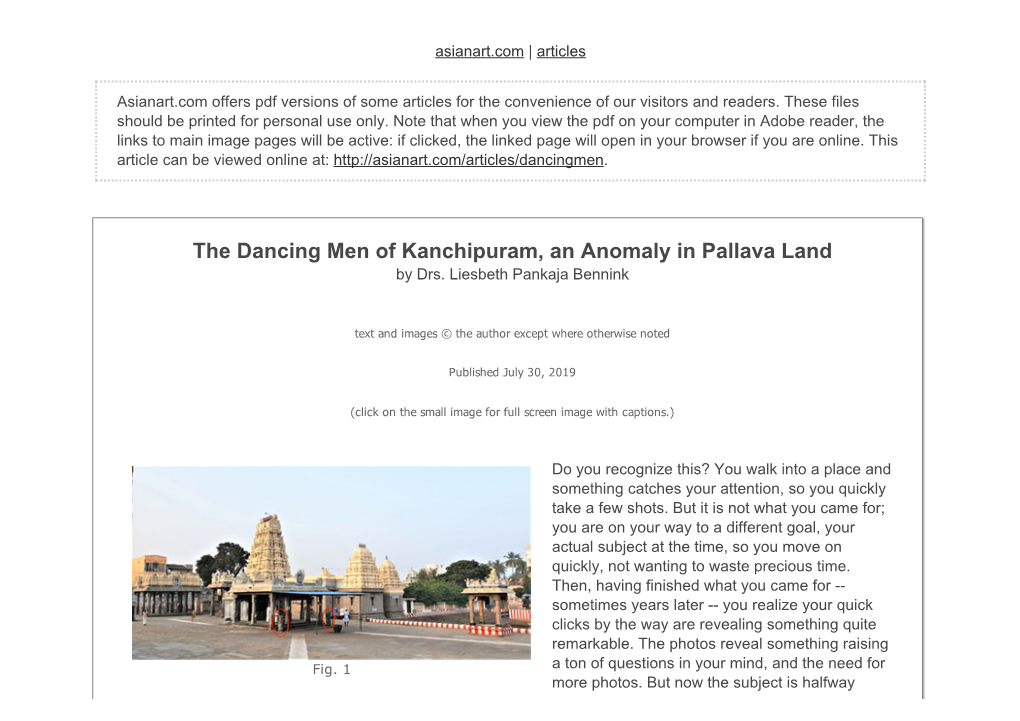 The Dancing Men of Kanchipuram, an Anomaly in Pallava Land by Drs