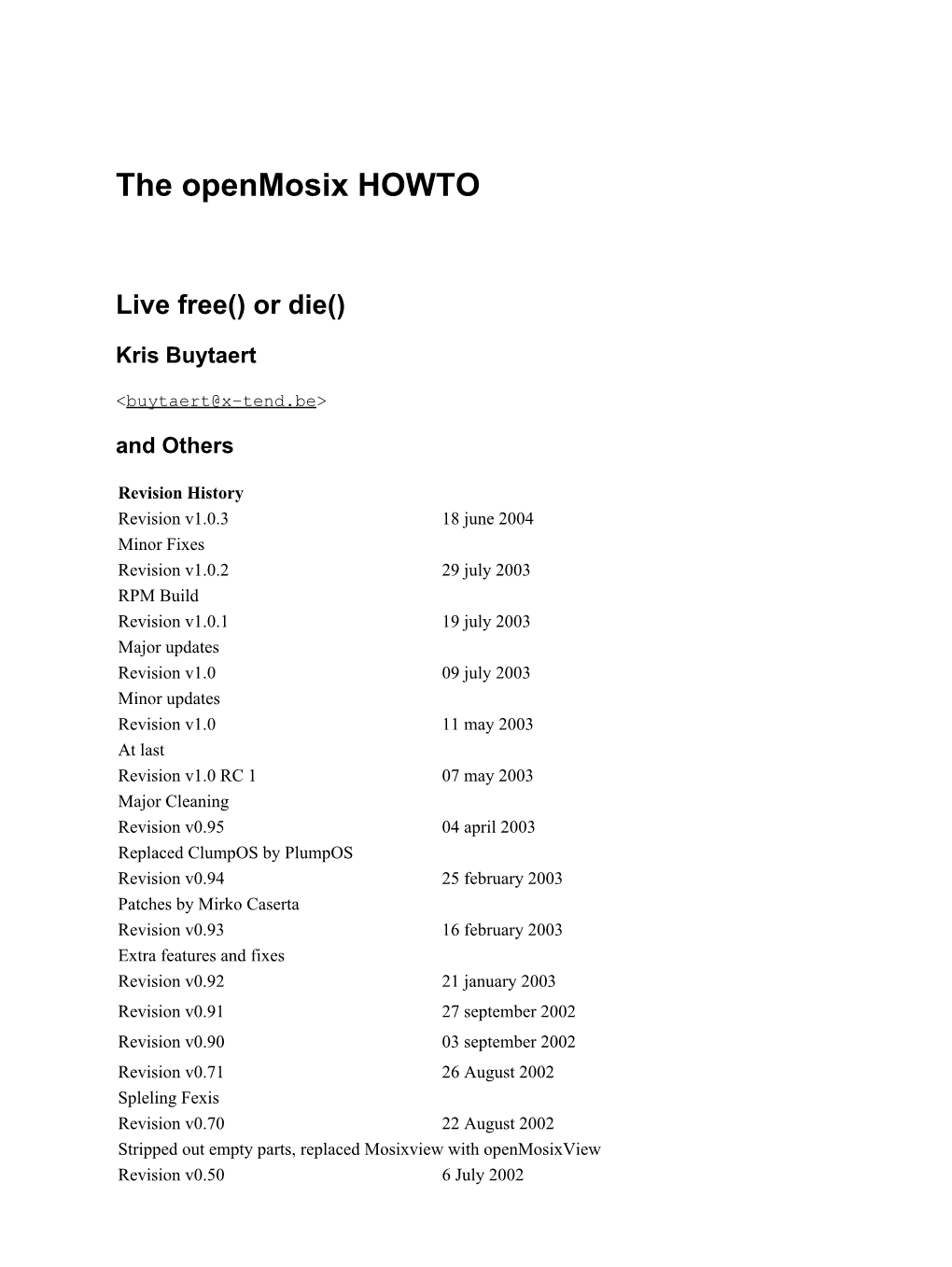 The Openmosix HOWTO