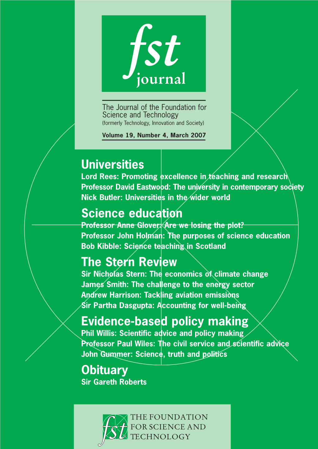 Journal the Journal of the Foundation for Science and Technology (Formerly Technology, Innovation and Society)