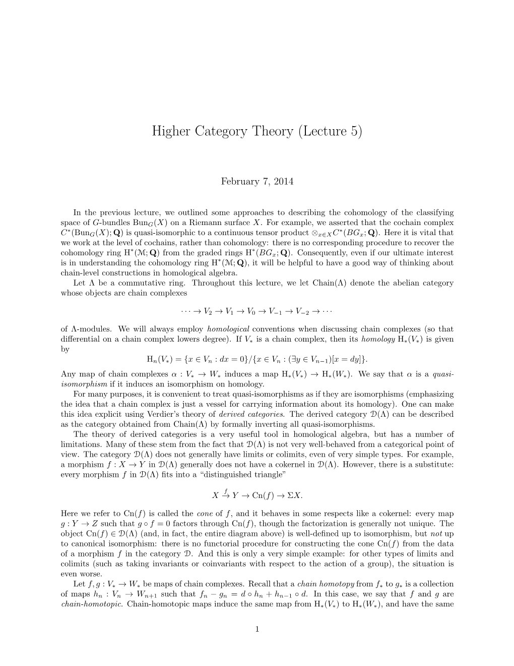 Higher Category Theory (Lecture 5)