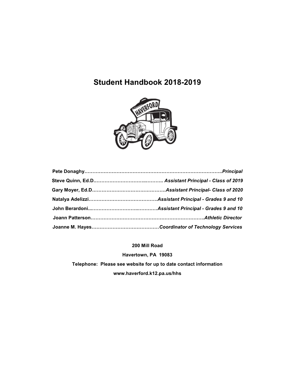 Student Handbook 2018-2019