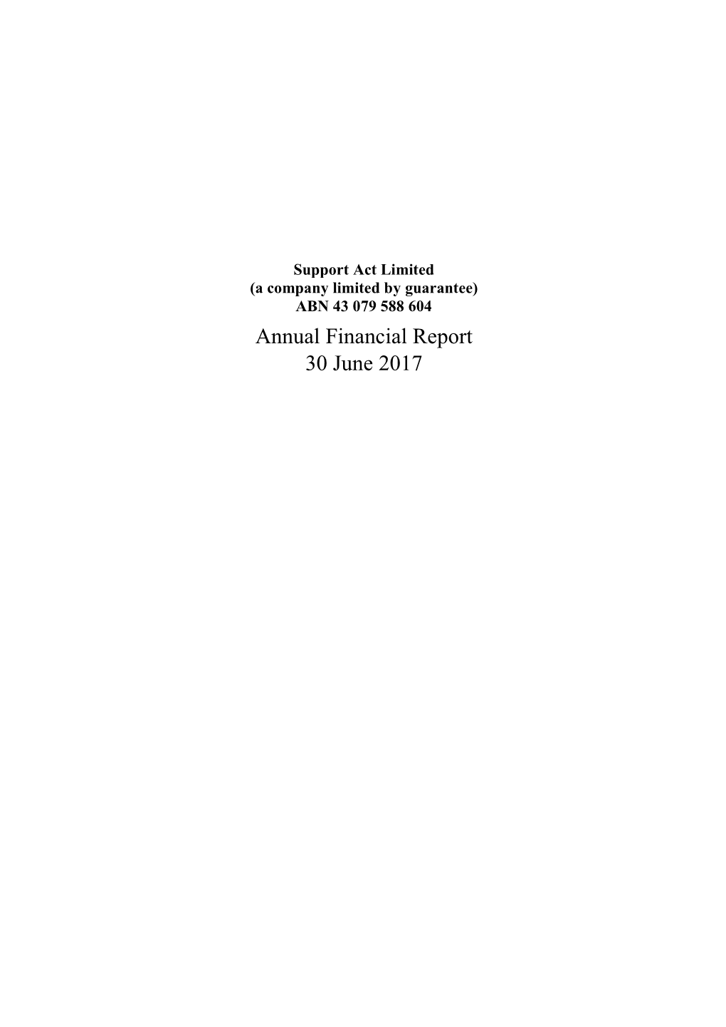 Annual Financial Report 30 June 2017