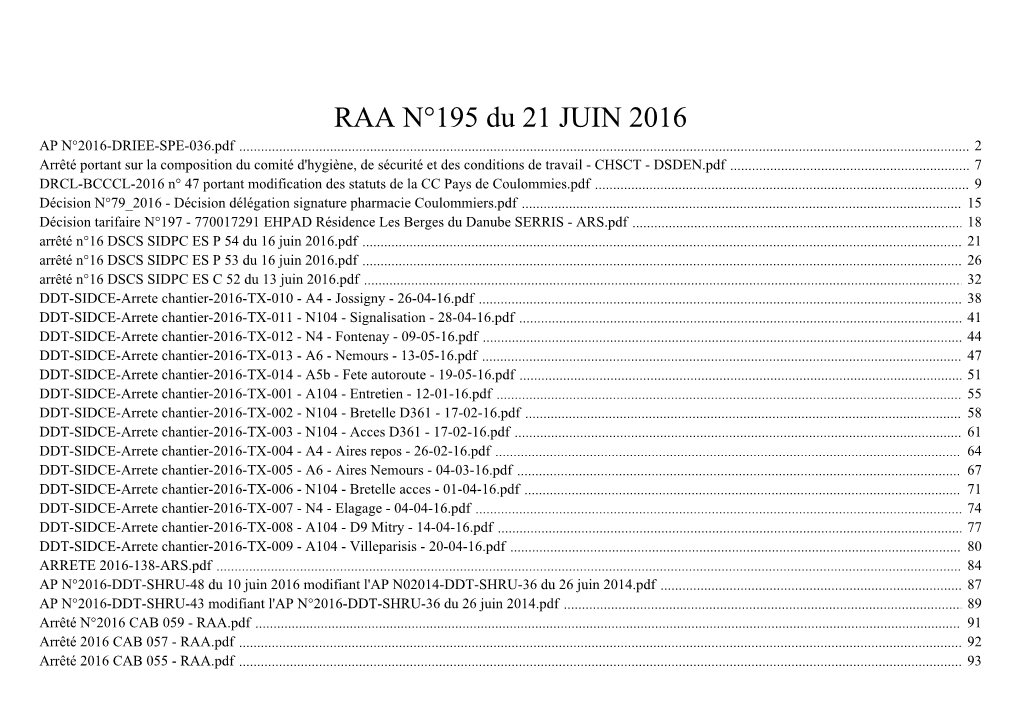 RAA N°195 Du 21 JUIN 2016