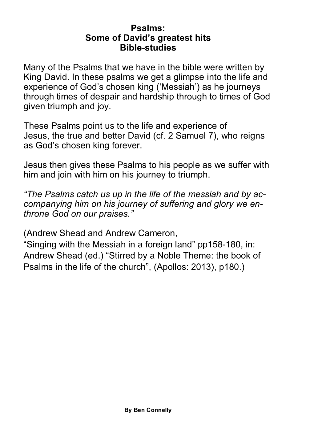 Psalms: Some of David's Greatest Hits Bible-Studies Many of the Psalms