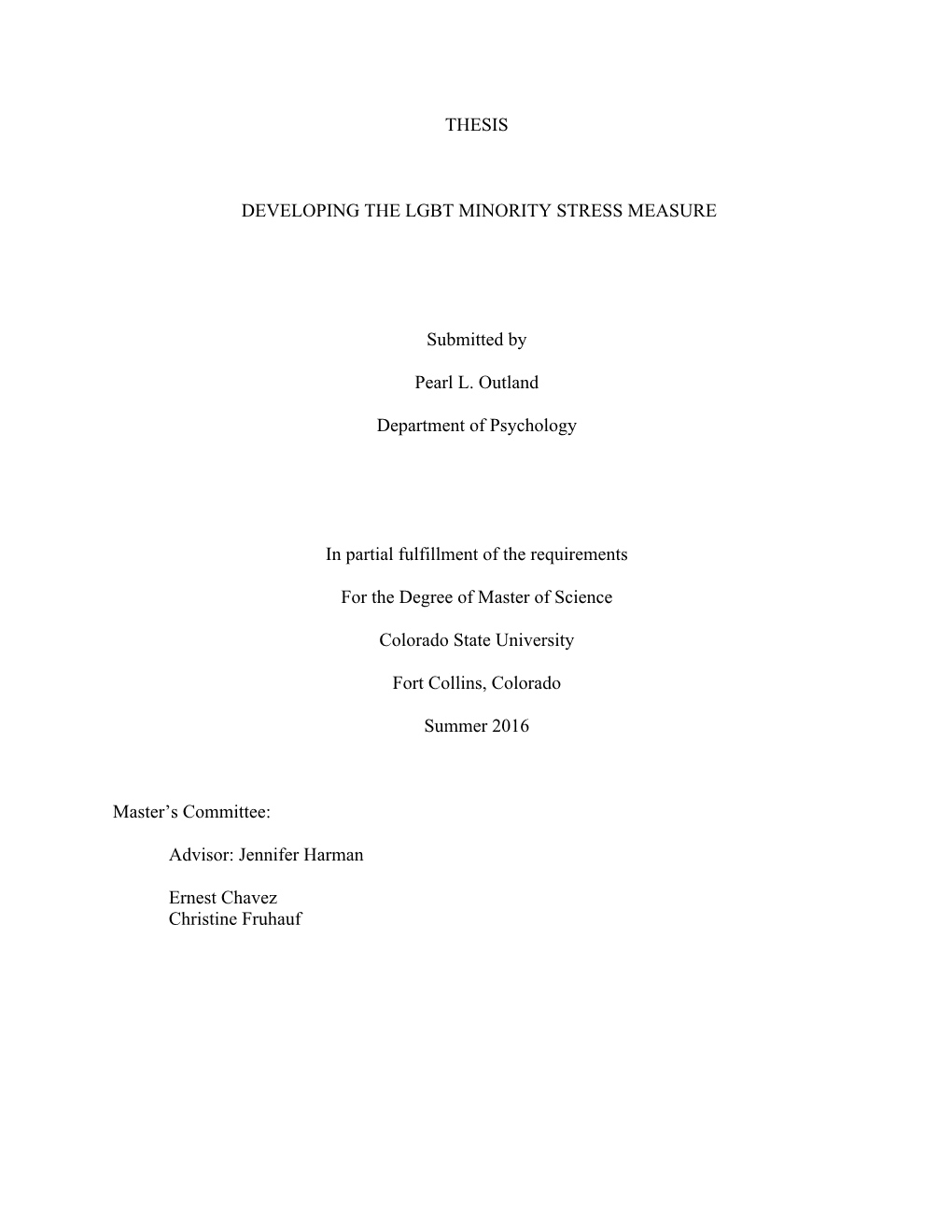 Thesis Developing the Lgbt Minority Stress Measure