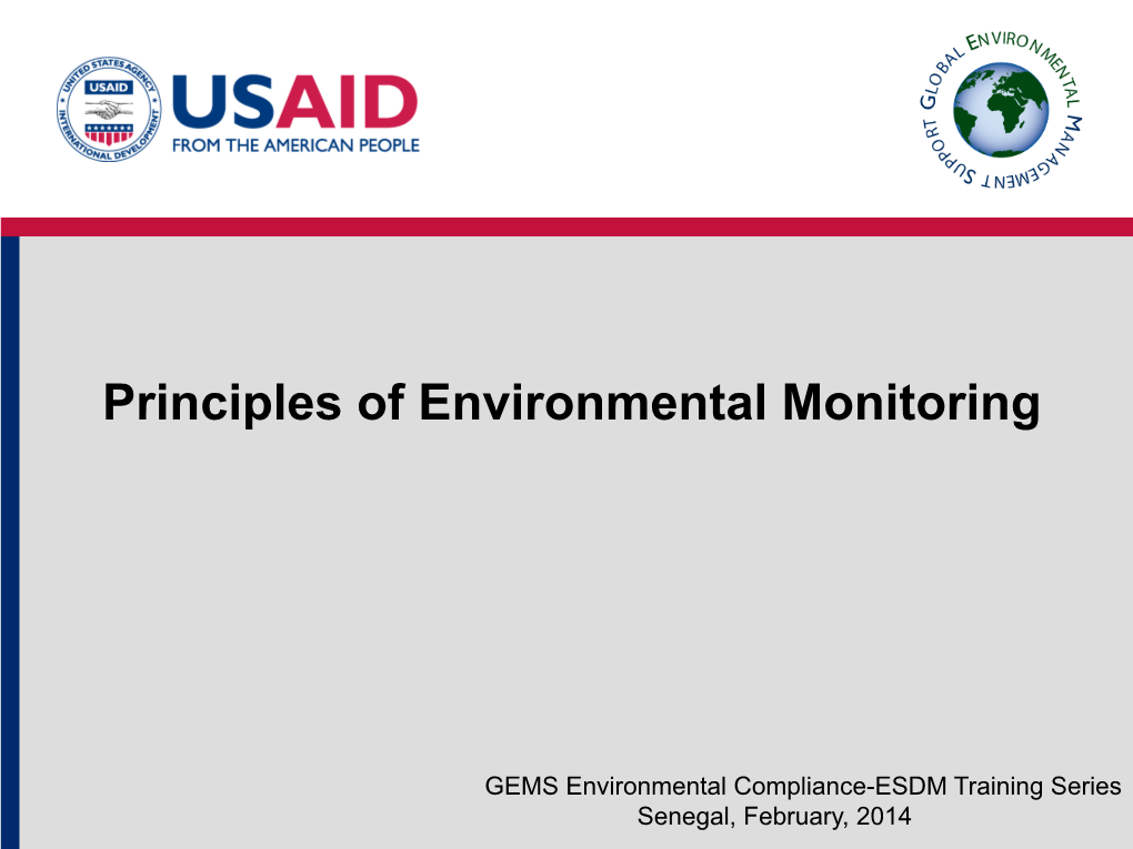 Principles of Environmental Monitoring