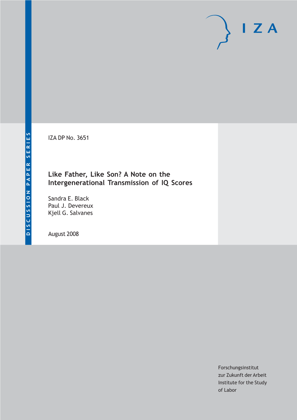 A Note on the Intergenerational Transmission of IQ Scores