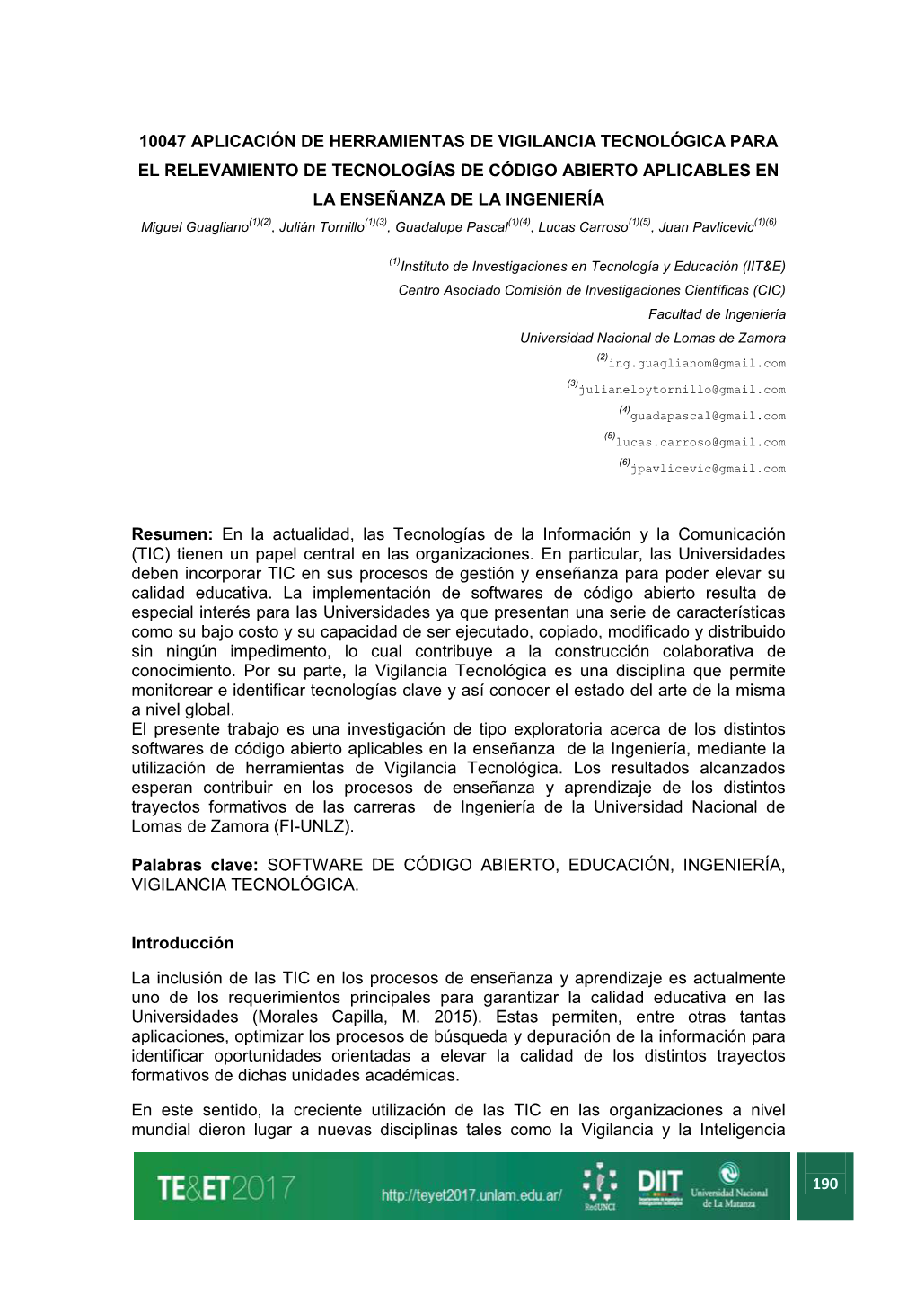 10047 Aplicación De Herramientas De Vigilancia Tecnológica Para