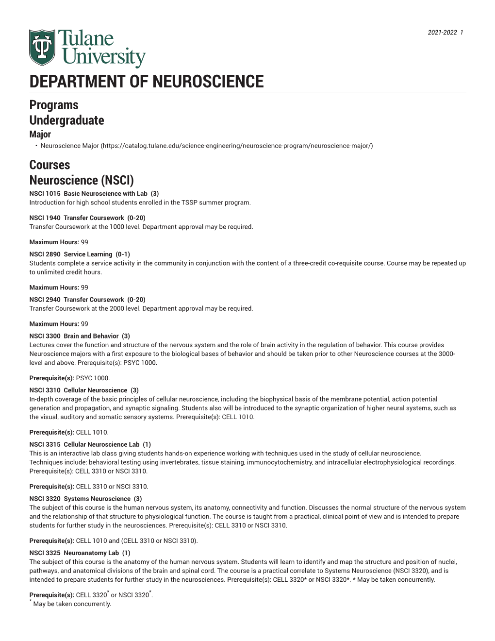 Department of Neuroscience