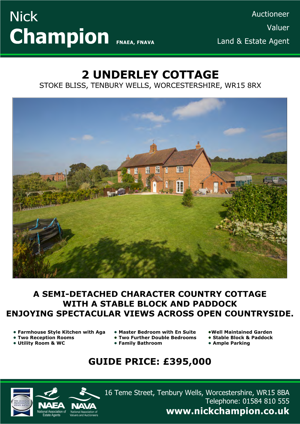 2 Underley Cottage Stoke Bliss, Tenbury Wells, Worcestershire, Wr15 8Rx