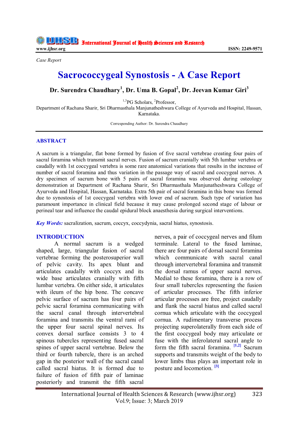 Sacrococcygeal Synostosis - a Case Report