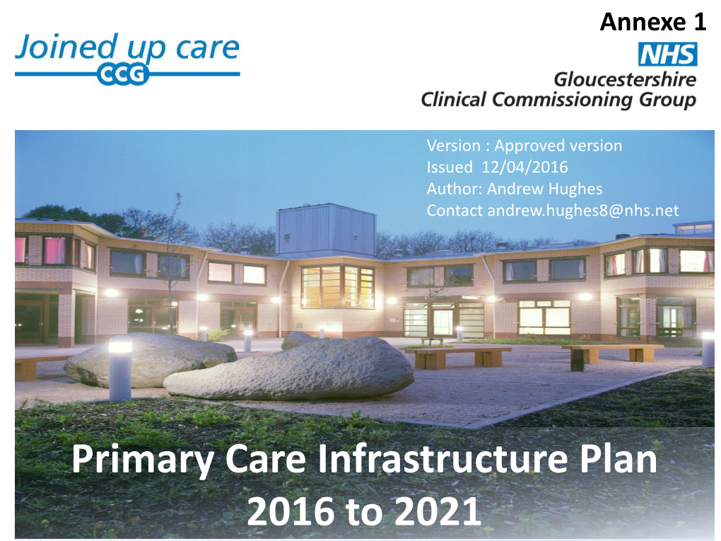 Primary Care Infrastructure Plan 2016 to 2021