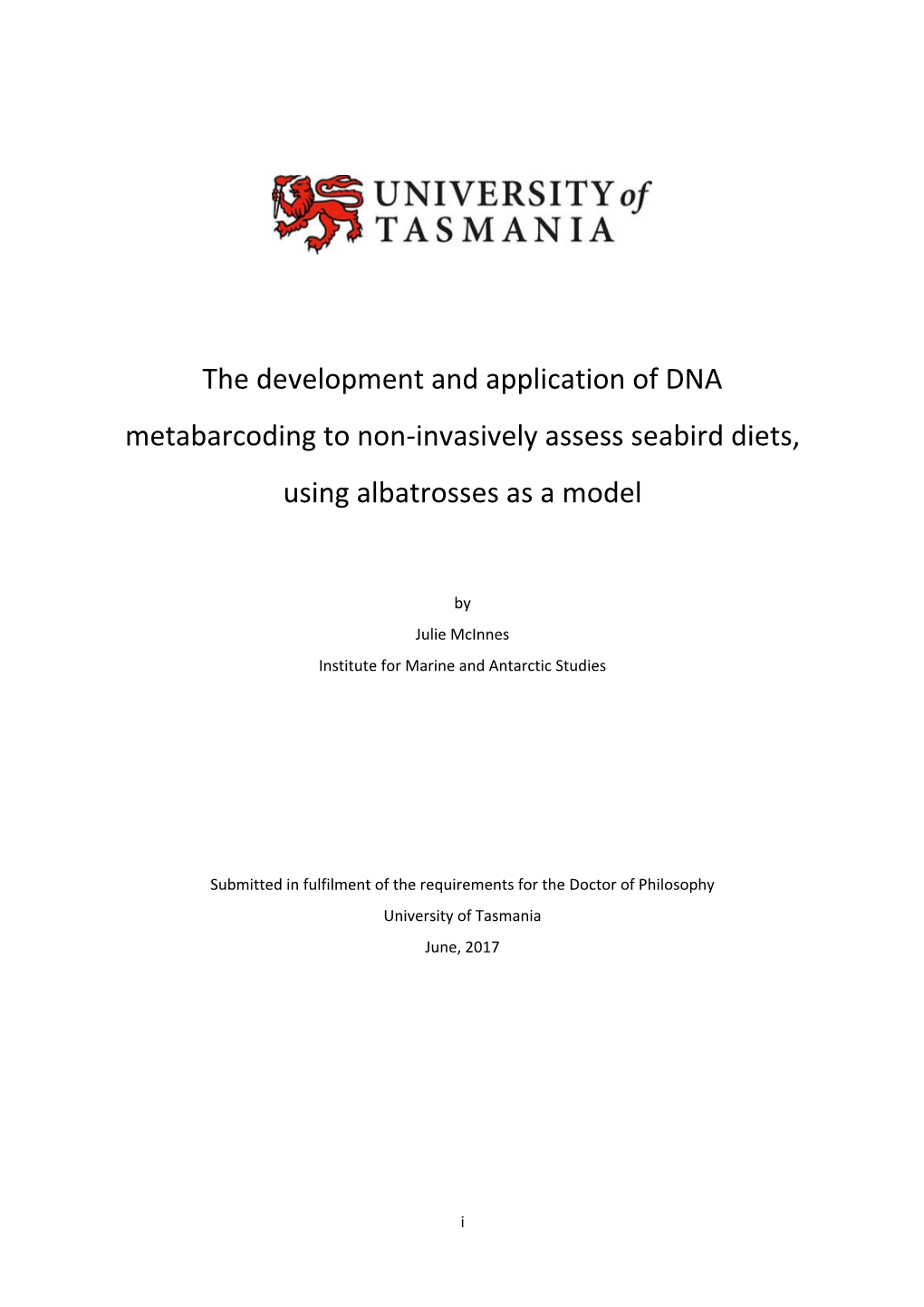 The Development and Application of DNA Metabarcoding to Non-Invasively Assess Seabird Diets, Using Albatrosses As a Model