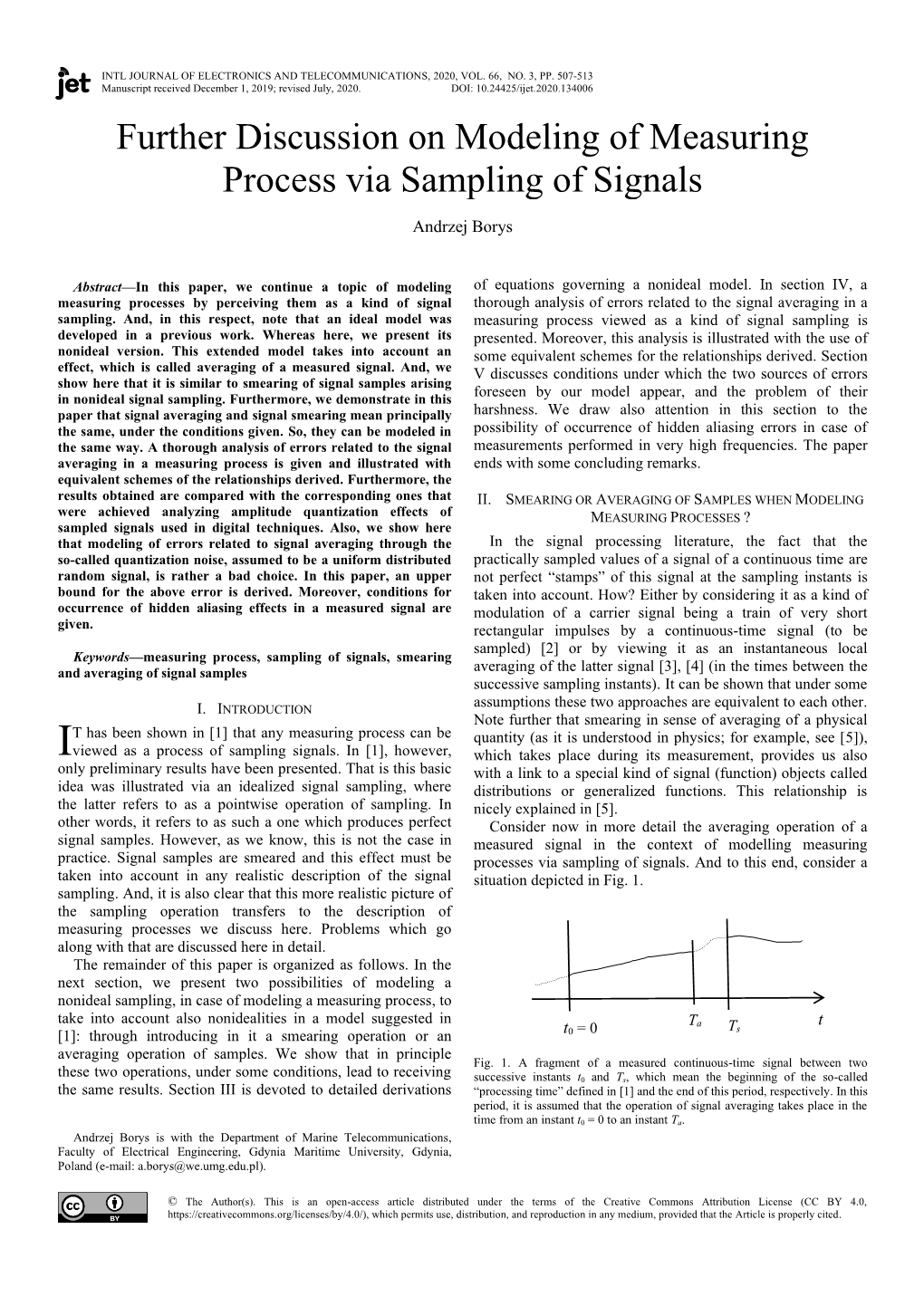 Further Discussion on Modeling of Measuring Process Via Sampling of Signals