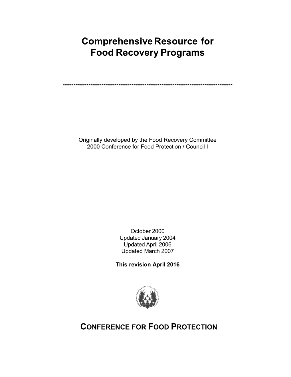 Comprehensive Resource for Food Recovery Programs