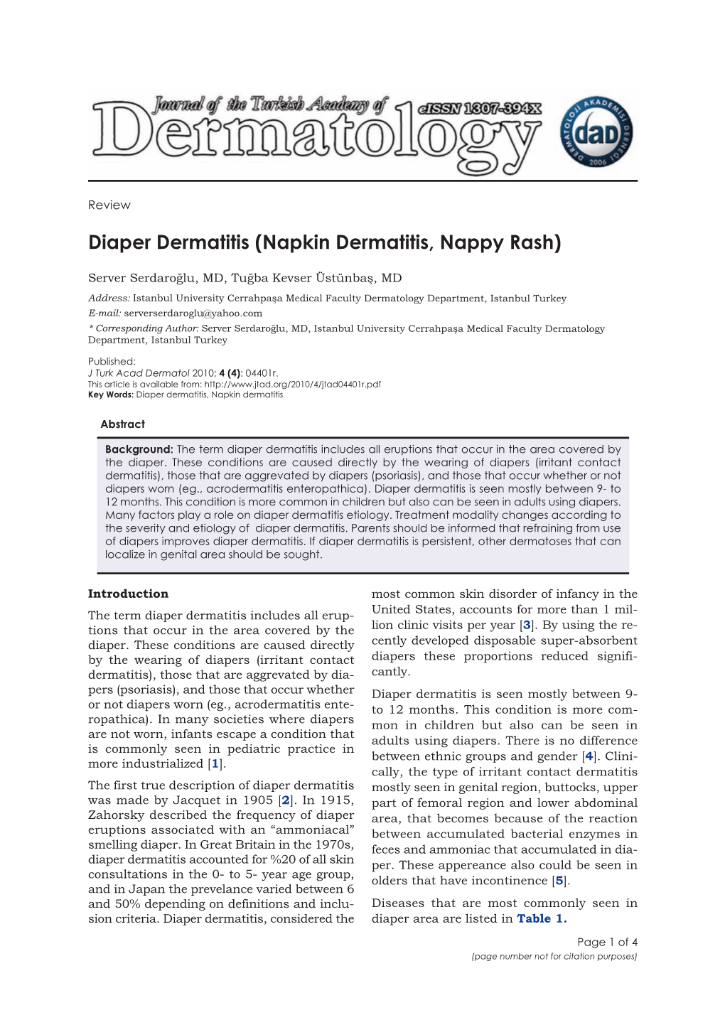 Diaper Dermatitis (Napkin Dermatitis, Nappy Rash)