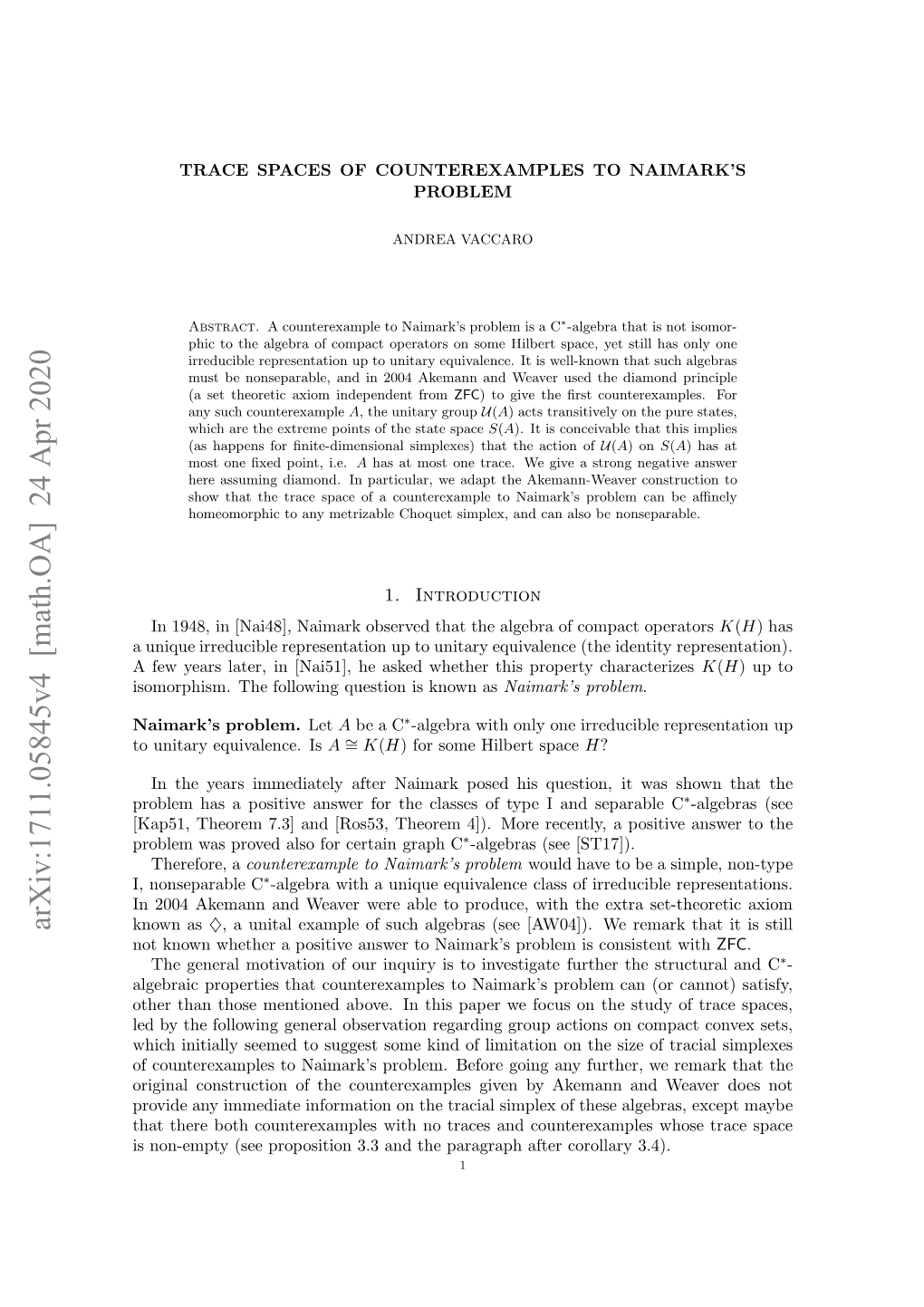 Arxiv:1711.05845V4 [Math.OA]