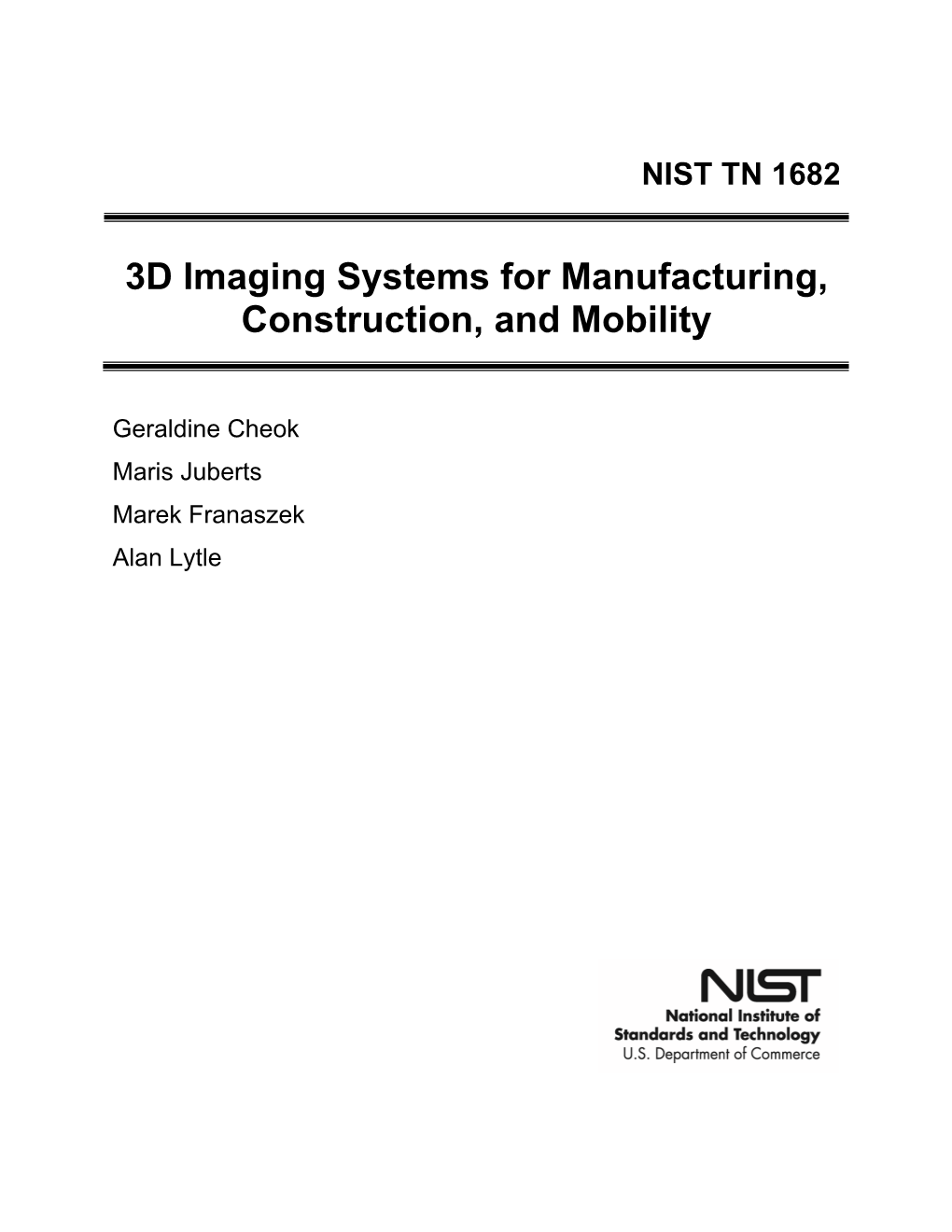 3D Imaging Systems for Manufacturing, Construction, and Mobility