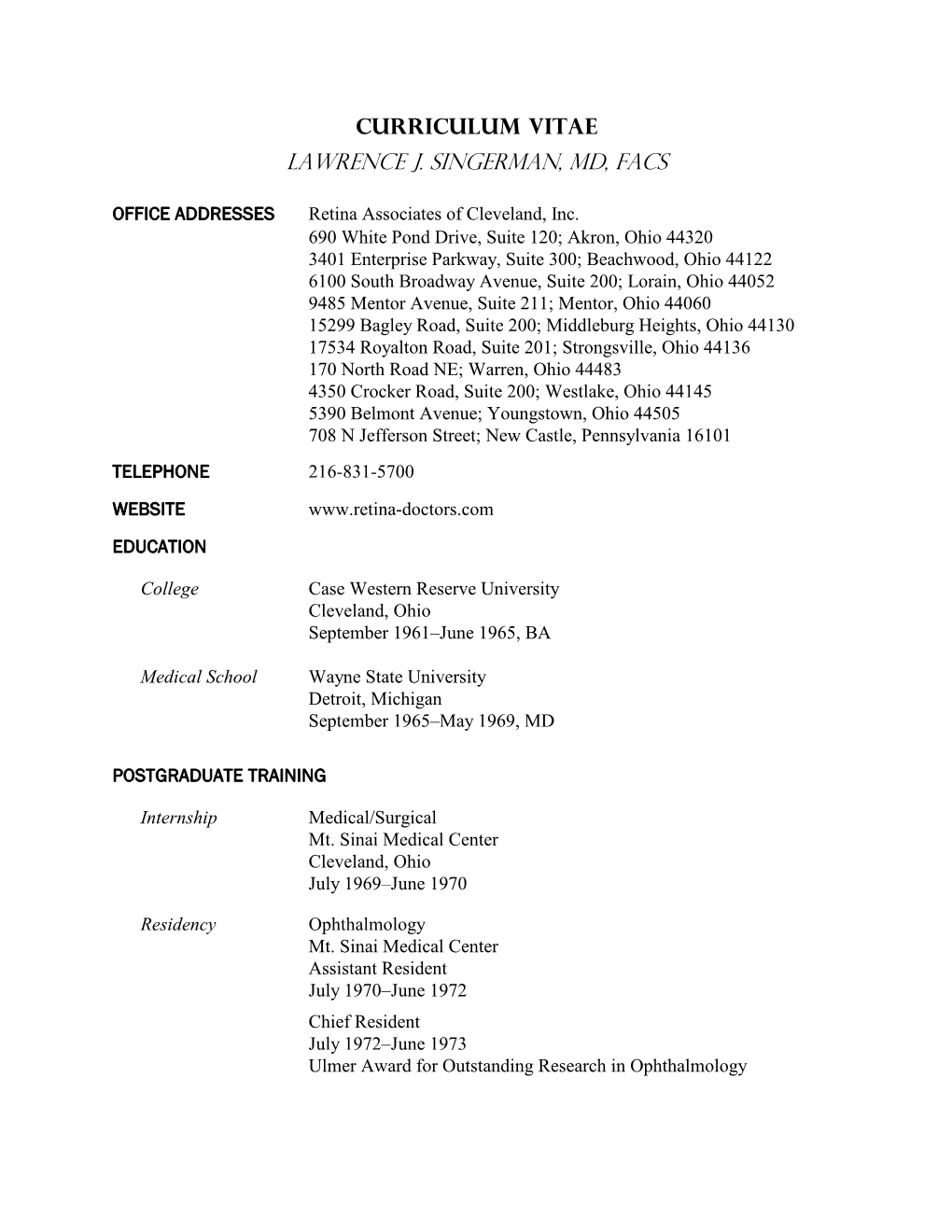 CURRICULUM VITAE Lawrence J