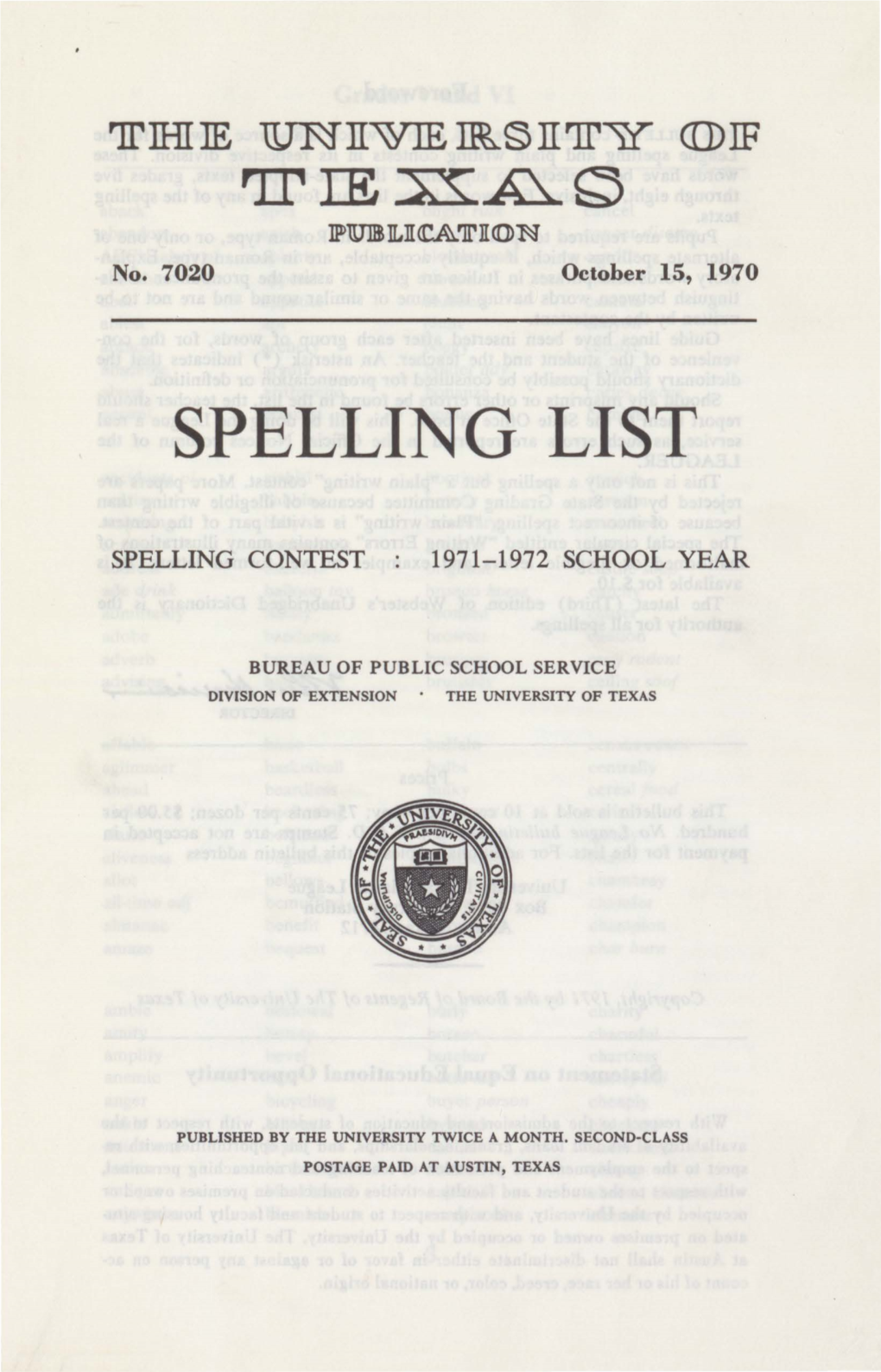 Spelling List