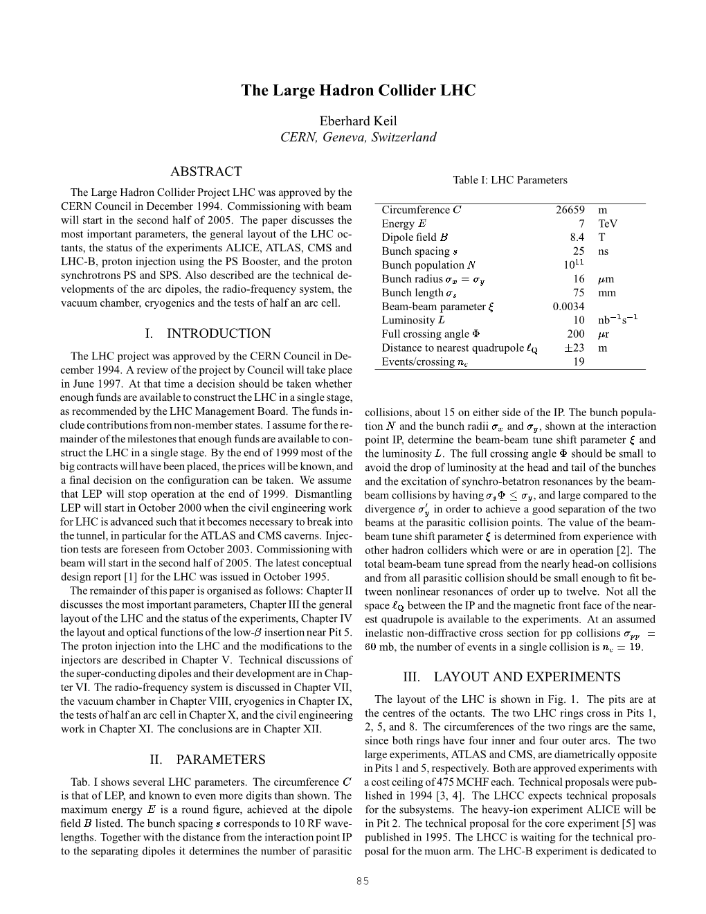 The Large Hadron Collider LHC