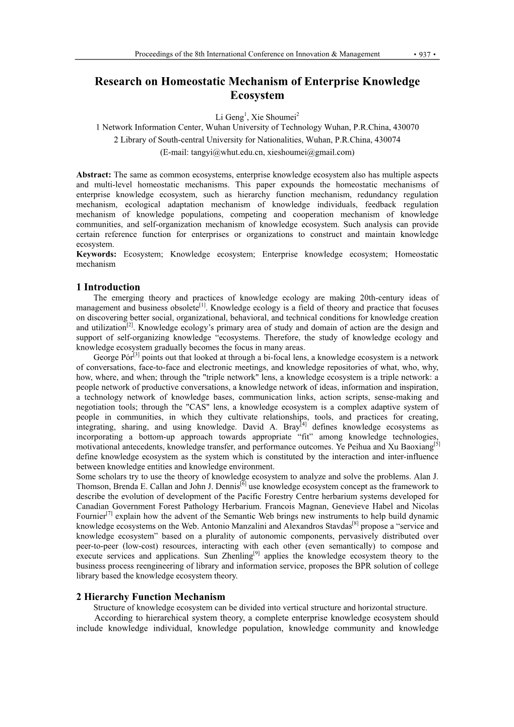 Research on Homeostatic Mechanism of Enterprise Knowledge Ecosystem