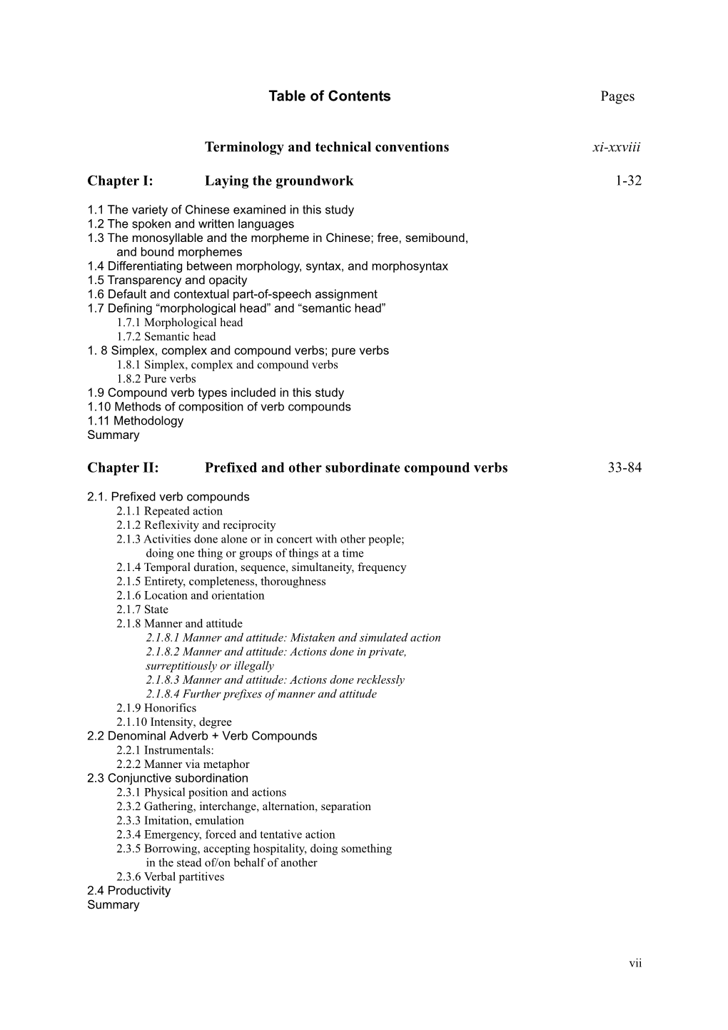 Table of Contents Terminology and Technical Conventions Chapter I