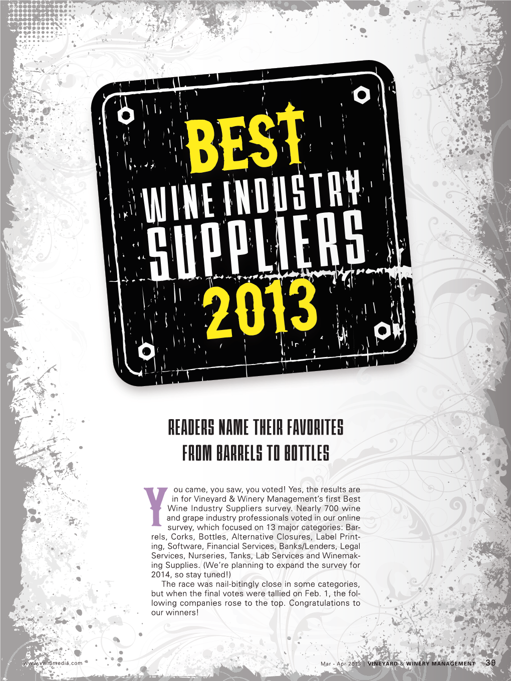 Wine Industry Suppliers 2013