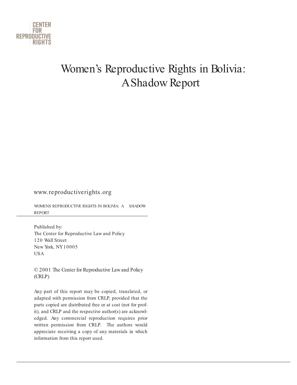 Women's Reproductive Rights in Bolivia