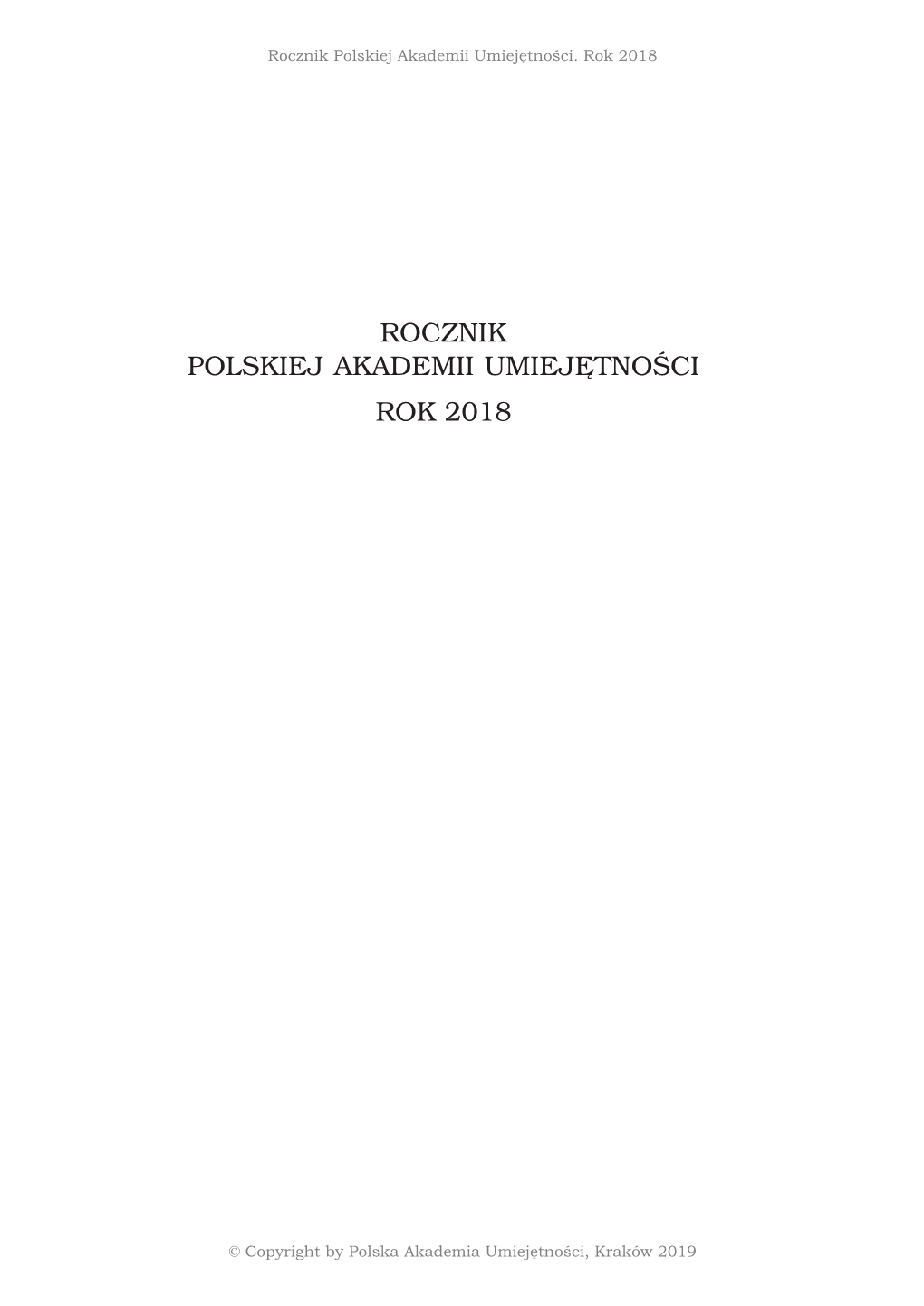 Rocznik Polskiej Akademii Umiejętności Rok 2017