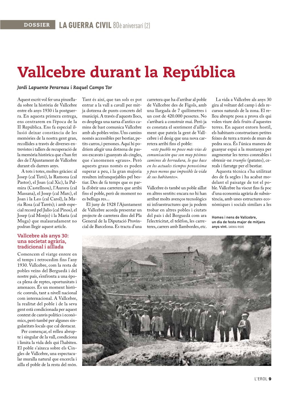 Vallcebre Durant La República Jordi Lapuente Perarnau I Raquel Camps Tor