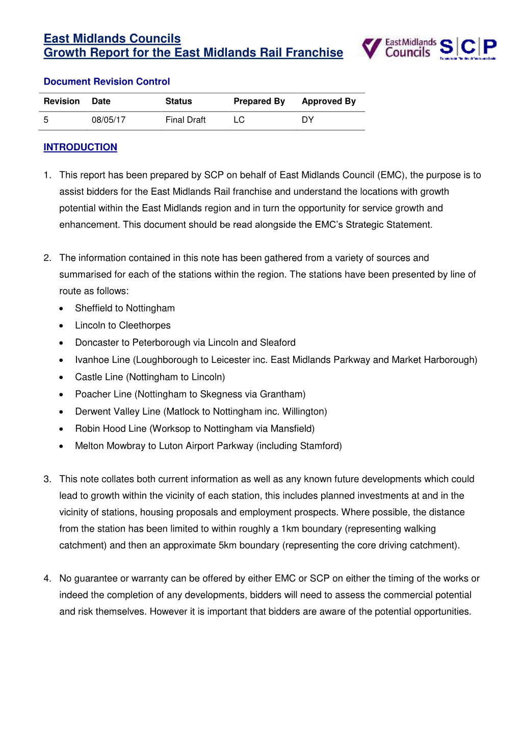 East Midlands Councils Growth Report for the East Midlands Rail Franchise