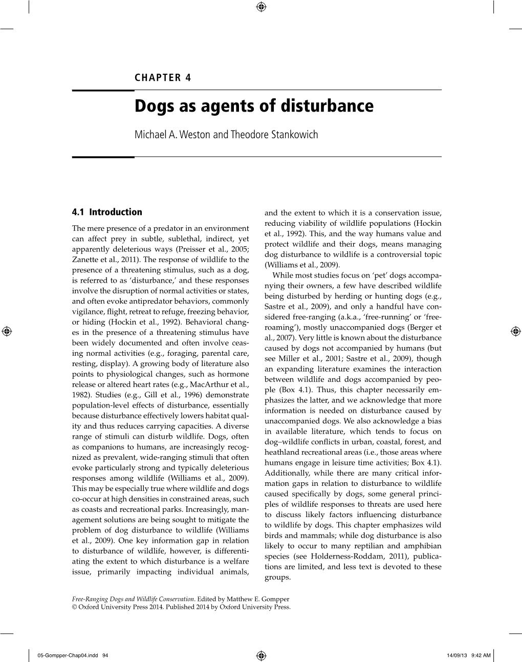 Dogs As Agents of Disturbance