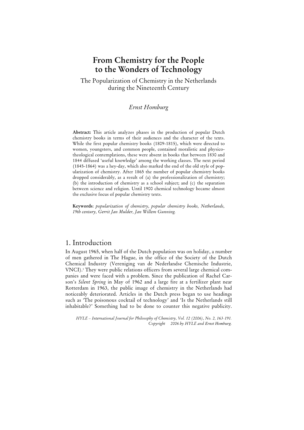 The Popularization of Chemistry in the Netherlands During the Nineteenth Century