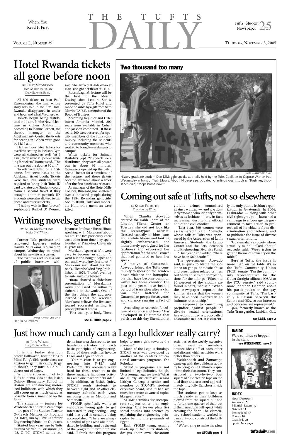 THE TUFTS DAILY NEWS | FEATURES Thursday, November 3, 2005 POLICE BRIEFS U.S