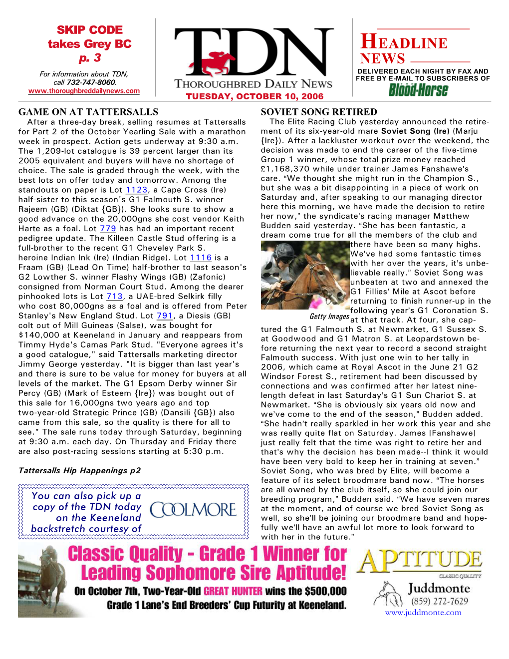 HEADLINE NEWS • 10/10/06 • PAGE 2 of 5