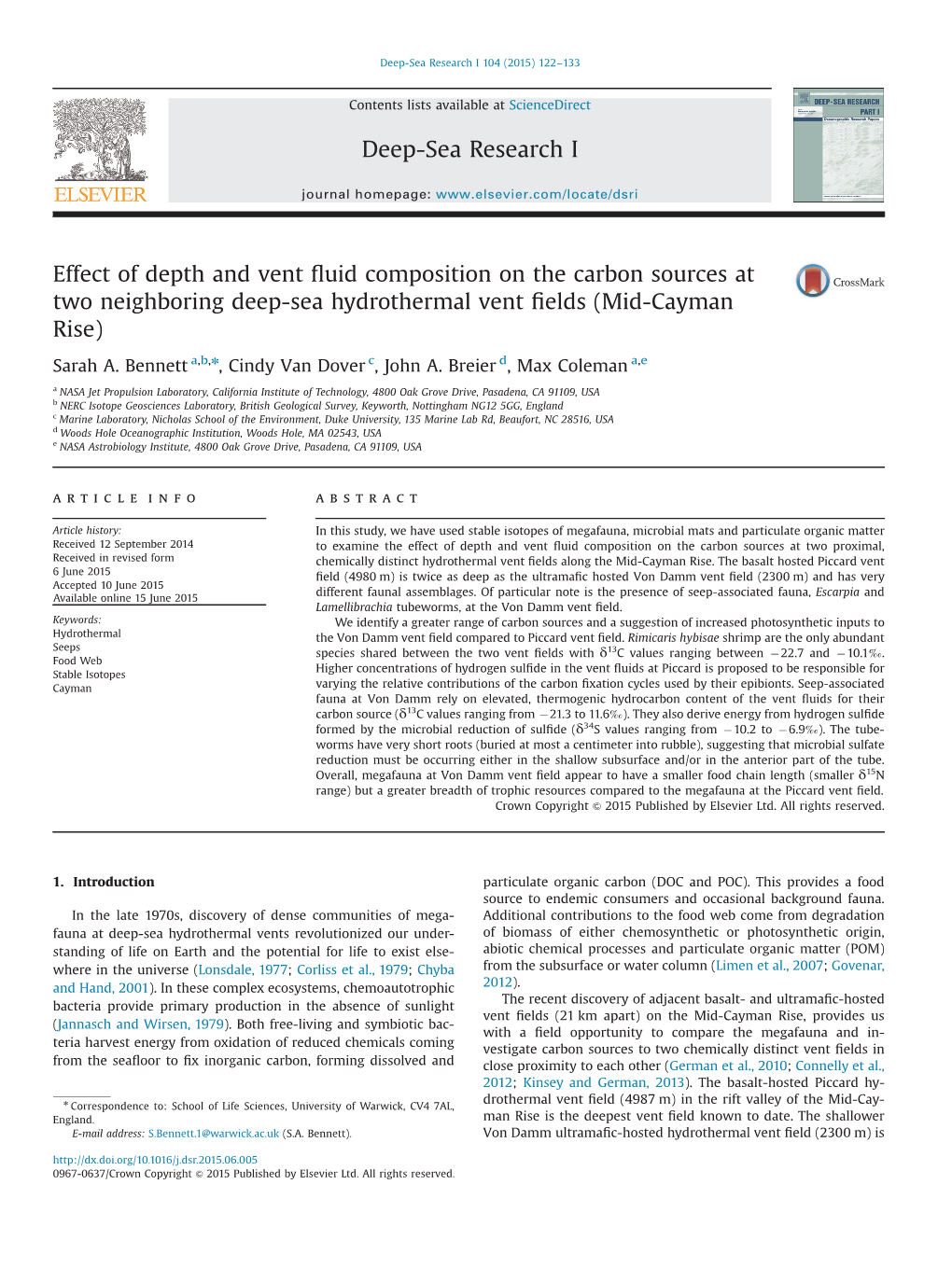 Effect of Depth and Vent Fluid Composition on the Carbon Sources