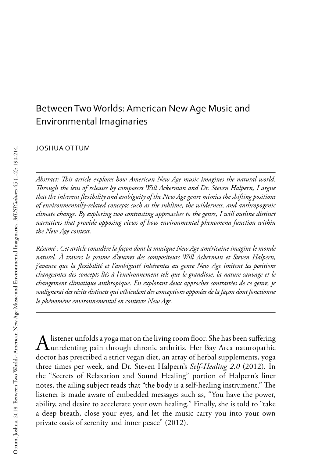 Between Two Worlds: American New Age Music and Environmental Imaginaries